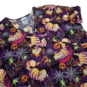 Disney Alice in Wonderland Cheshire Cat Halloween Scrub Size  L NWT